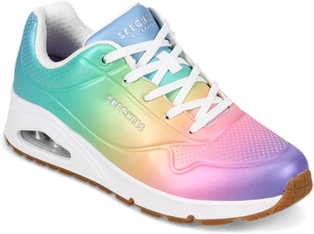 NEW Skechers Street UNO-Spectrum White Multi Rainbow Matte Sneaker Women's 9.5